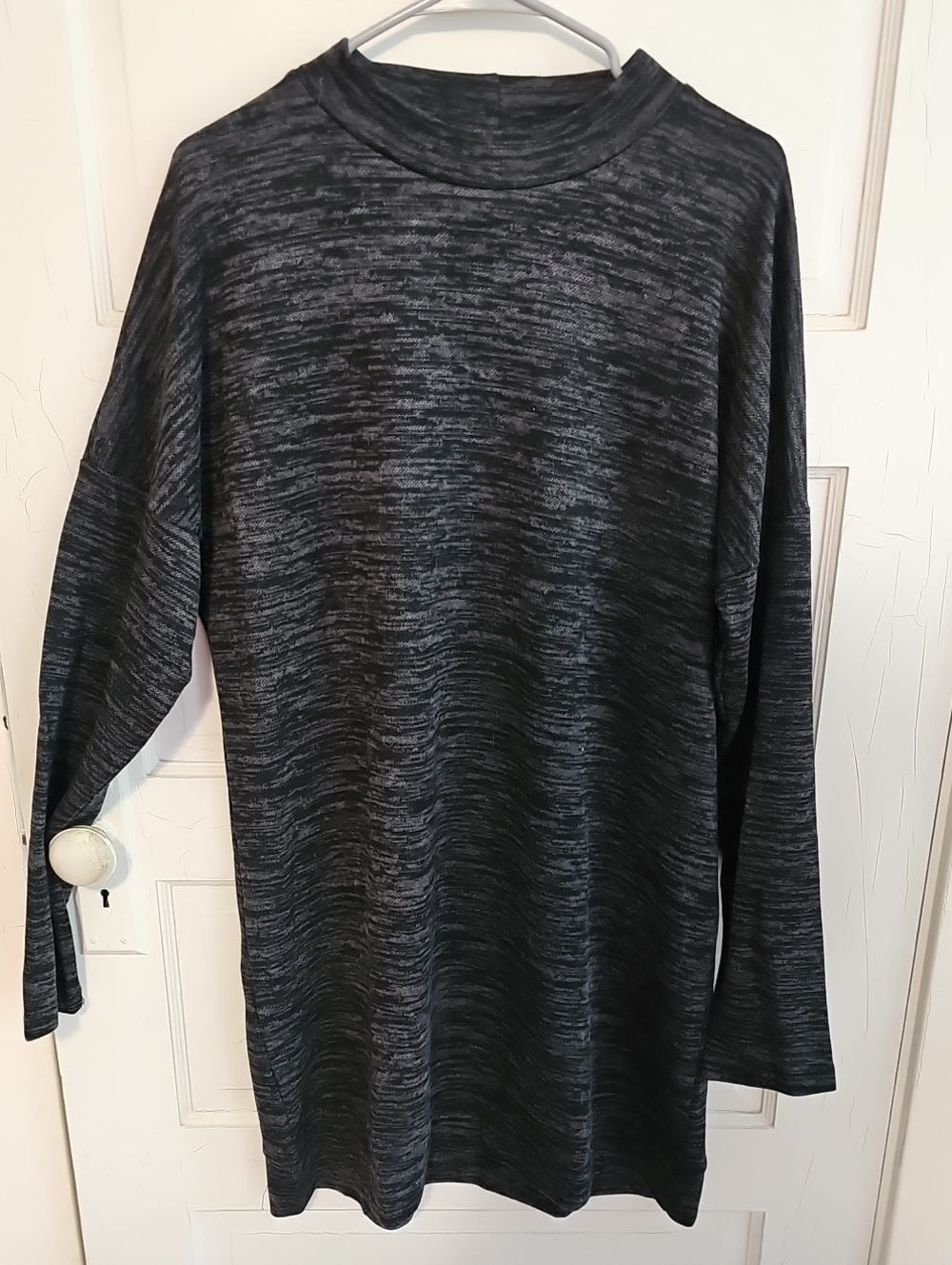 Women's Long Sleeve Heathered Black Sweater Dress